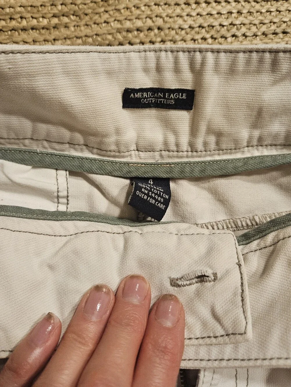 Vintage American Eagle Casual Light Off White Mini Skirt with Zip Pocket Details